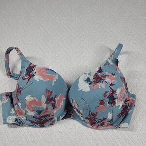 Cacique cotton boost plunge bra NWT blue floral bra size 42C Cleavage solution